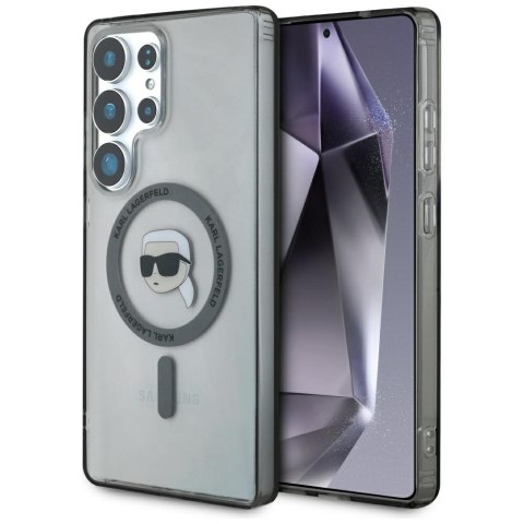 Etui Karl Lagerfeld Button Karl Head Printed Logo MagSafe do Samsung Galaxy S25 Ultra czarny