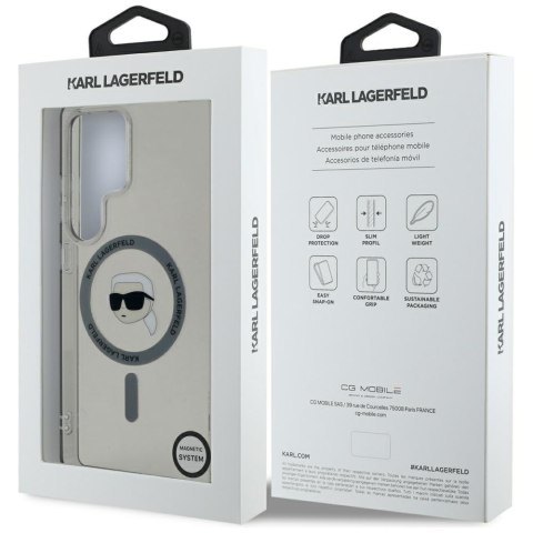 Etui Karl Lagerfeld Button Karl Head Printed Logo MagSafe do Samsung Galaxy S25 Ultra czarny