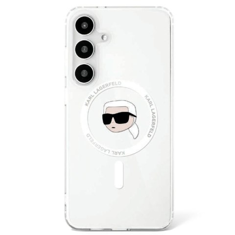 Etui Karl Lagerfeld Button Karl Head Printed Logo MagSafe do Samsung Galaxy S25 biały
