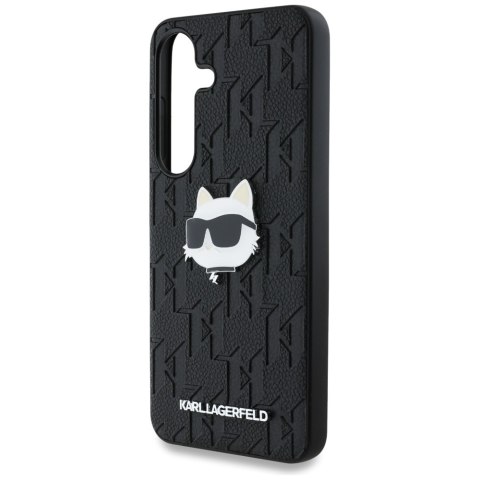 Etui Karl Lagerfeld Leather Monogram Pin Logo Choupette Head do Samsung Galaxy S25 czarny