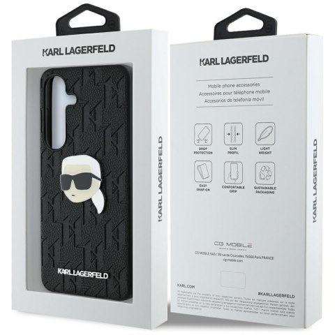 Etui Karl Lagerfeld Leather Monogram Pin Logo Karl Head do Samsung Galaxy S25 czarny