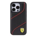 Ferrari FEHCP15LPWAK iPhone 15 Pro 6.1" czarny/black hardcase Perforated Waves Metal Logo