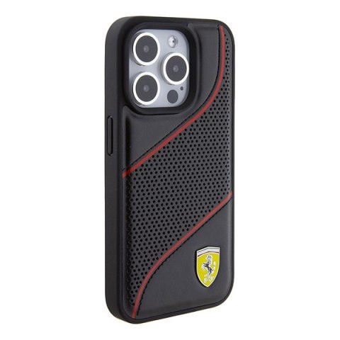 Ferrari FEHCP15LPWAK iPhone 15 Pro 6.1" czarny/black hardcase Perforated Waves Metal Logo