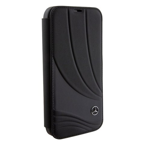 Mercedes MEBKP15L8ROLK iPhone 15 Pro 6.1" czarny/black bookcase Leather Wave Patern