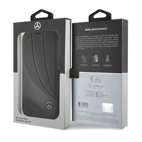Mercedes MEBKP15L8ROLK iPhone 15 Pro 6.1" czarny/black bookcase Leather Wave Patern