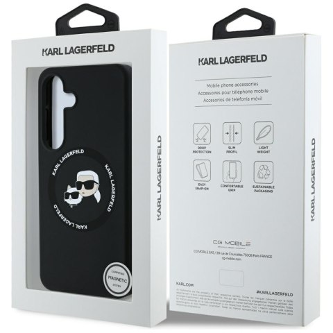 Etui Karl Lagerfeld Silicone Double Heads And Circle MagSafe do Samsung Galaxy S25 czarny