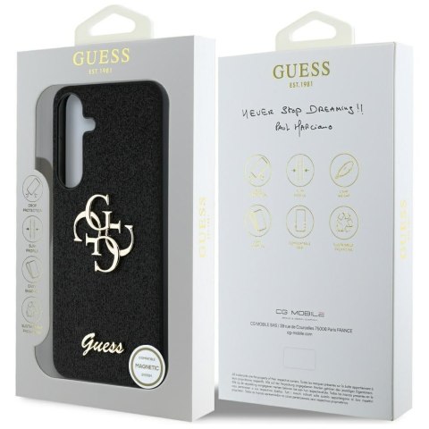 Etui Guess Fixed Glitter Big 4G Metal Logo do Samsung Galaxy S25+ czarny