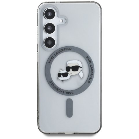 Etui Karl Lagerfeld Button Karl & Choupette Heads Printed Logo MagSafe do Samsung Galaxy S25 czarny