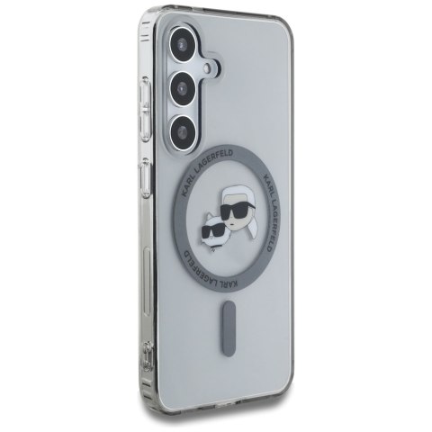 Etui Karl Lagerfeld Button Karl & Choupette Heads Printed Logo MagSafe do Samsung Galaxy S25 czarny