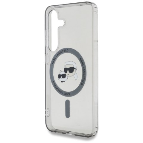 Etui Karl Lagerfeld Button Karl & Choupette Heads Printed Logo MagSafe do Samsung Galaxy S25 czarny
