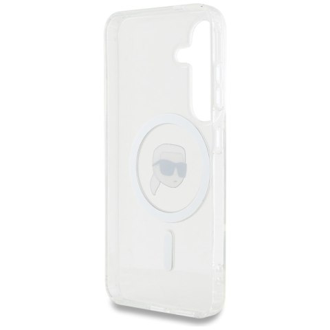 Etui Karl Lagerfeld Button Karl Head Printed Logo MagSafe do Samsung Galaxy S25 biały
