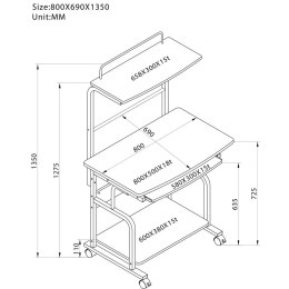 Techly ICA-TB 7800BK biurko komputerowe Czarny