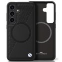 Etui BMW Leather Half Textured MagSafe do Samsung Galaxy S25 czarny