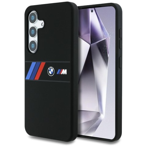 Etui BMW Silicone Middle Tricolor Stripes MagSafe do Samsung Galaxy S25 czarny