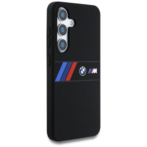 Etui BMW Silicone Middle Tricolor Stripes MagSafe do Samsung Galaxy S25 czarny