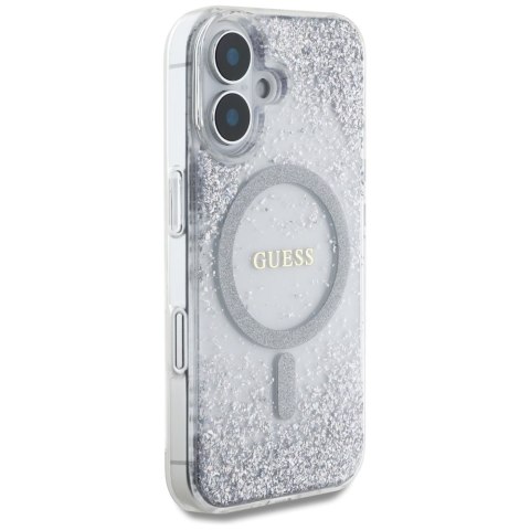 Etui Guess HC Resin Bottom Glitter do iPhone 16 MagSafe srebrny