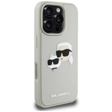 Etui Karl Lagerfeld HC 3D Rubber Double Heads do iPhone 16 Pro Max beżowy