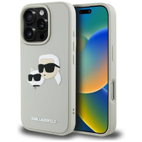 Etui Karl Lagerfeld HC 3D Rubber Double Heads do iPhone 16 Pro beżowy
