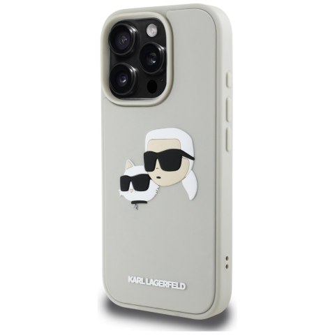 Etui Karl Lagerfeld HC 3D Rubber Double Heads do iPhone 16 Pro beżowy