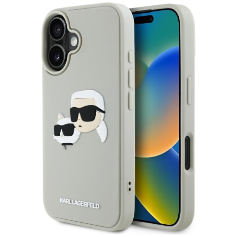 Etui Karl Lagerfeld HC 3D Rubber DoubleHeads do iPhone 16 beżowy