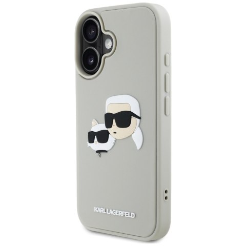 Etui Karl Lagerfeld HC 3D Rubber DoubleHeads do iPhone 16 beżowy