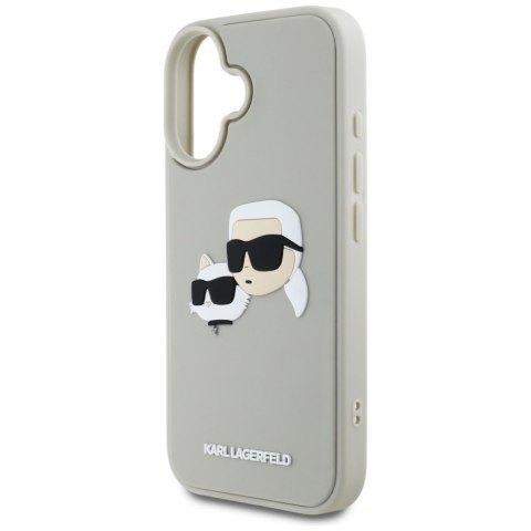 Etui Karl Lagerfeld HC 3D Rubber DoubleHeads do iPhone 16 beżowy
