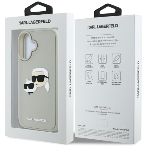 Etui Karl Lagerfeld HC 3D Rubber DoubleHeads do iPhone 16 beżowy