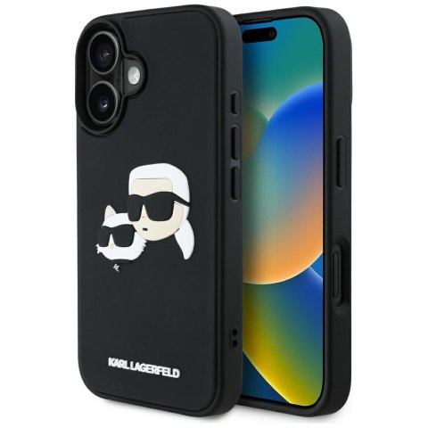 Etui Karl Lagerfeld HC 3D Rubber Double Heads do iPhone 16 czarny