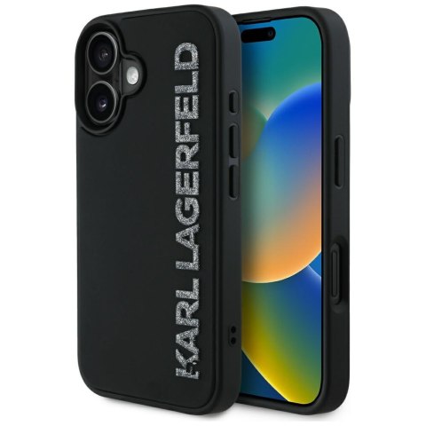Etui Karl Lagerfeld HC 3D Rubber Elongated Glitter do iPhone 16 czarny