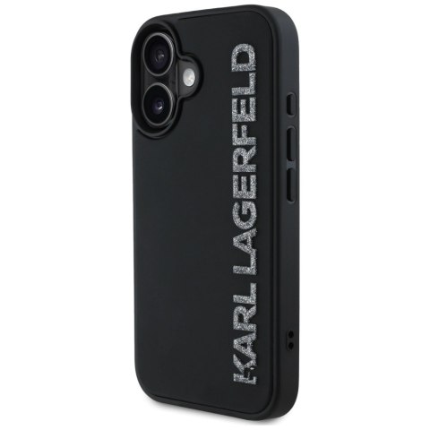 Etui Karl Lagerfeld HC 3D Rubber Elongated Glitter do iPhone 16 czarny