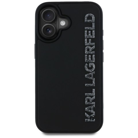 Etui Karl Lagerfeld HC 3D Rubber Elongated Glitter do iPhone 16 czarny