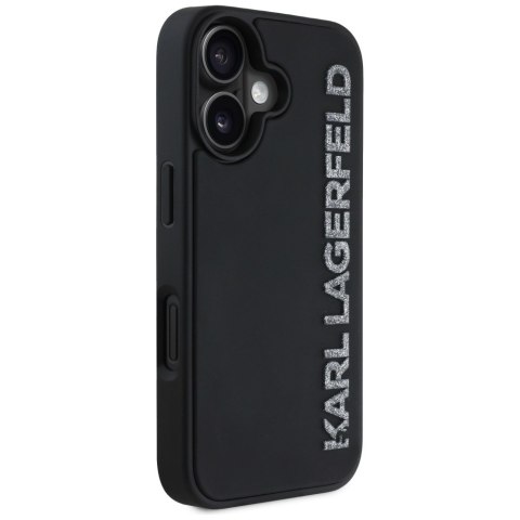 Etui Karl Lagerfeld HC 3D Rubber Elongated Glitter do iPhone 16 czarny