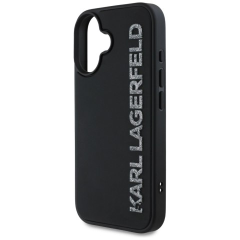 Etui Karl Lagerfeld HC 3D Rubber Elongated Glitter do iPhone 16 czarny