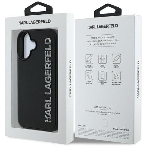 Etui Karl Lagerfeld HC 3D Rubber Elongated Glitter do iPhone 16 czarny