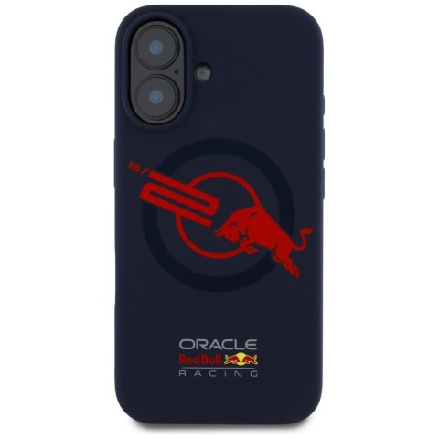 Etui Red Bull HC Silicone ORBR20 Logo Red Lining do iPhone 16 MagSafe granatowy