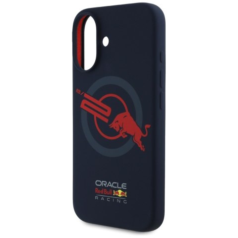 Etui Red Bull HC Silicone ORBR20 Logo Red Lining do iPhone 16 MagSafe granatowy
