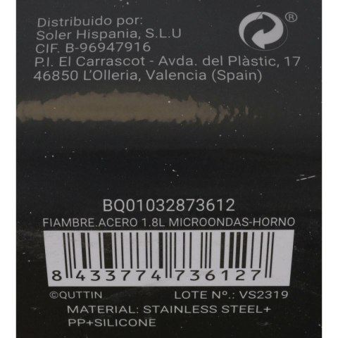 Hermetyczne pudełko na lunch Quttin Prostokątny Stal nierdzewna Srebrzysty Stal 1,8 L (12 Sztuk)