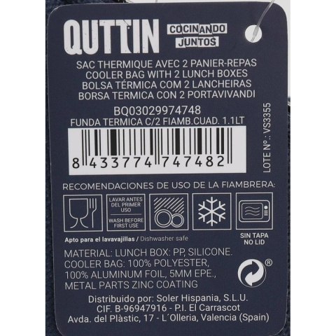 Torba termiczna Quttin Pojemnik na Lunch Kwadratowy 17 x 17 x 16,56 cm (8 Sztuk)
