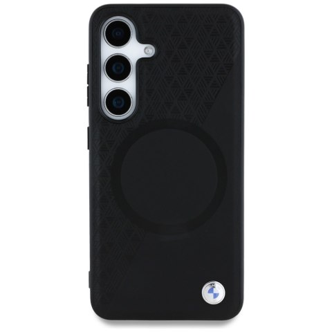 Etui BMW Leather Half Textured MagSafe do Samsung Galaxy S25 czarny