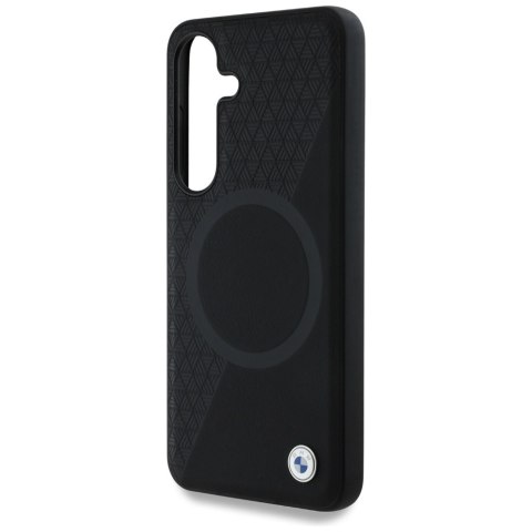 Etui BMW Leather Half Textured MagSafe do Samsung Galaxy S25 czarny