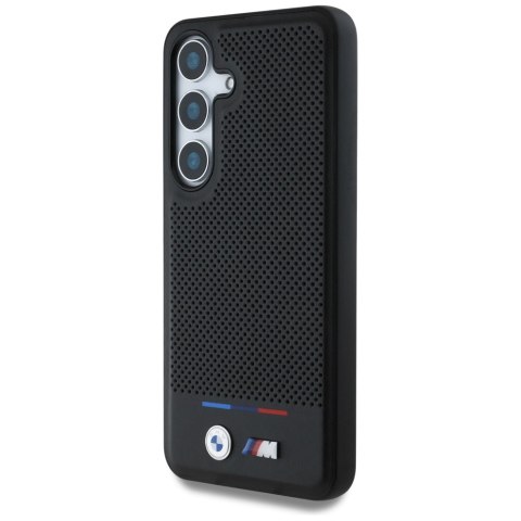 Etui BMW Leather Tricolor Stripe MagSafe do Samsung Galaxy S25 czarny
