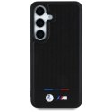 Etui BMW Leather Tricolor Stripe MagSafe do Samsung Galaxy S25 czarny