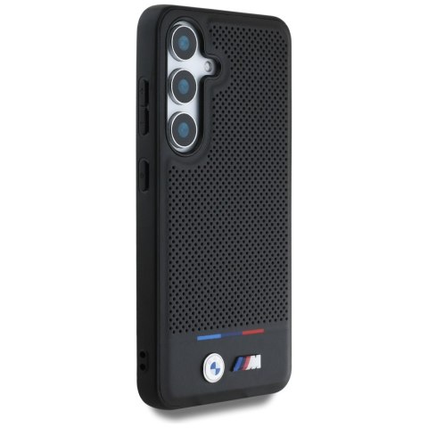 Etui BMW Leather Tricolor Stripe MagSafe do Samsung Galaxy S25 czarny