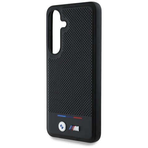 Etui BMW Leather Tricolor Stripe MagSafe do Samsung Galaxy S25 czarny