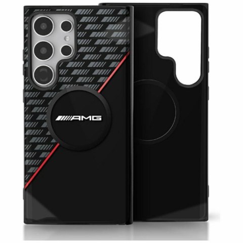 Etui AMG Double Layer Rhombs MagSafe do Samsung Galaxy S25 Ultra czarno-czerwony