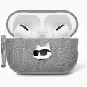 Etui Karl Lagerfeld Monogram Choupette Head do AirPods 4 srebrny