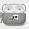 Etui Karl Lagerfeld Monogram Karl & Choupette Head do AirPods 4 srebrny