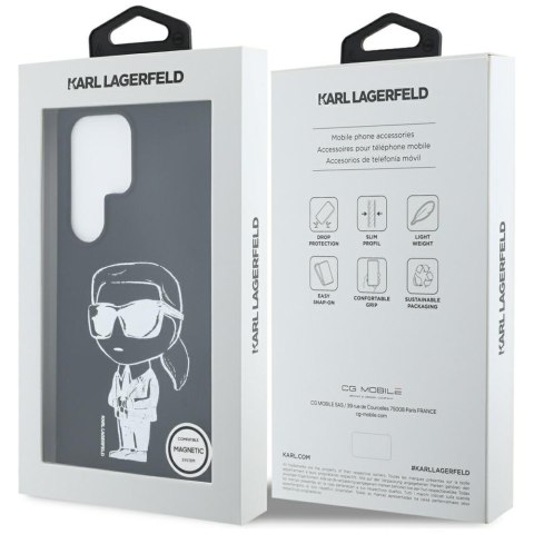 Etui Karl Lagerfeld Silicone Graffiti Ikonik Printed Logo MagSafe do Samsung Galaxy S25 Ultra czarny