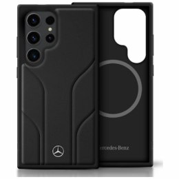 Etui Mercedes Leather Debossed Lines MagSafe do Samsung Galaxy S25 Ultra czarny