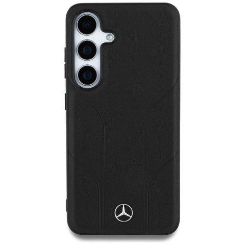 Etui Mercedes Leather Debossed Lines MagSafe do Samsung Galaxy S25 czarny